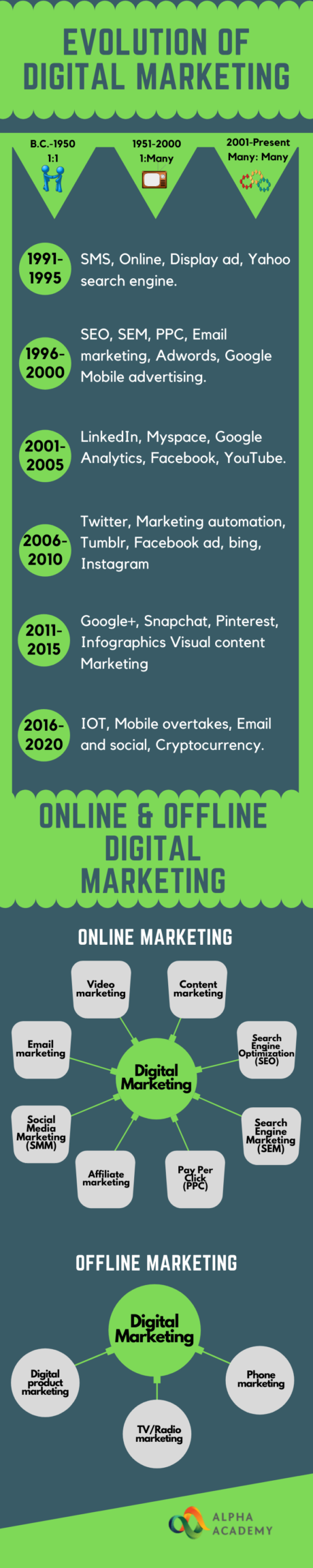 Infographics on Digital Marketing Evolution and branches